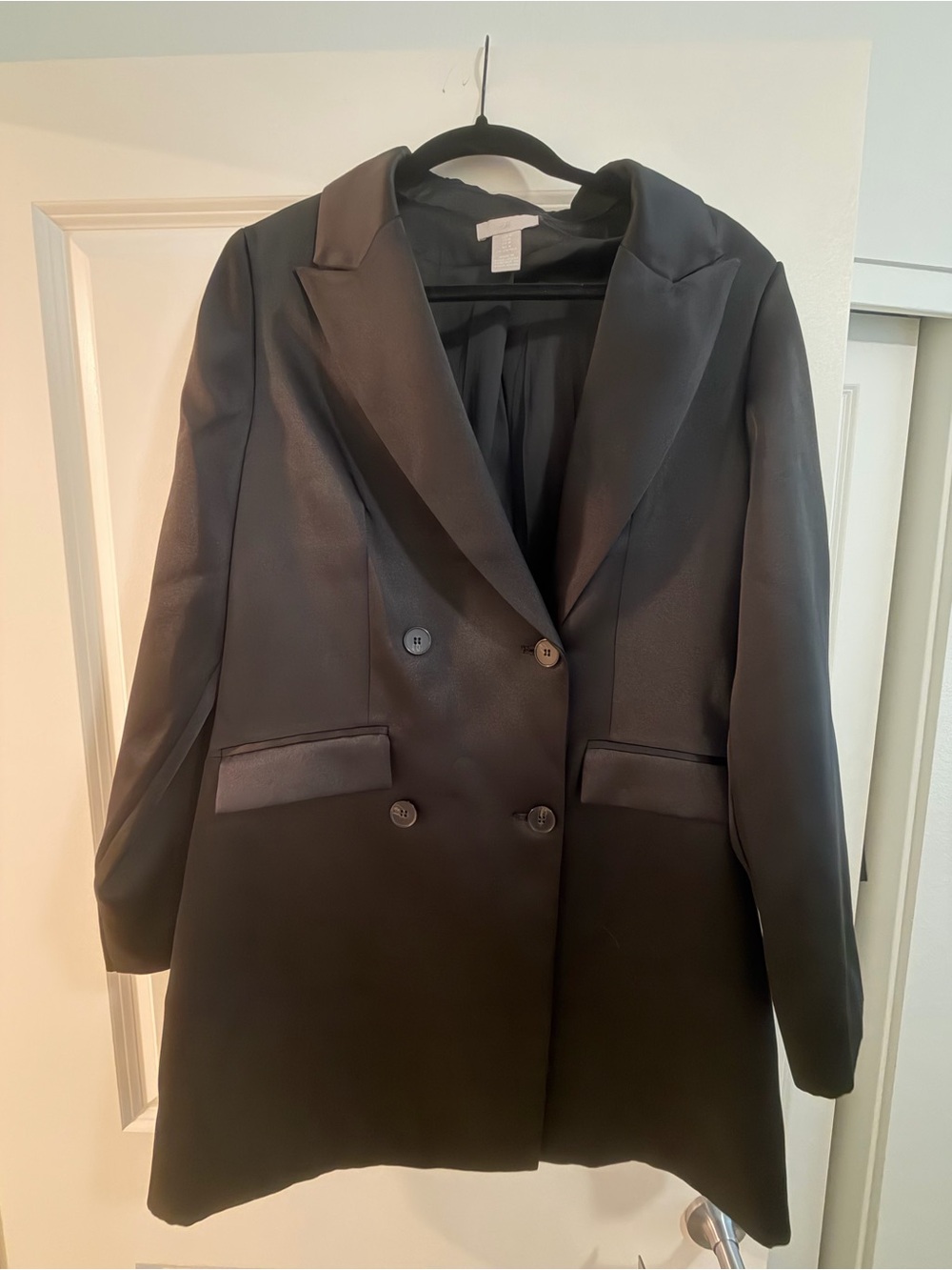H&M Black Long-Sleeve Double-Breasted Women's Coat